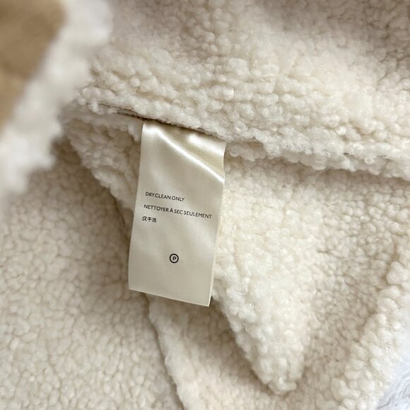 Free People Women's Size M Beige Diogo Sherpa Faux Fur Coat Jacket Ivory Combo - Picture 7 of 11